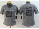 Women Dallas Cowboys # 21 Ezekiel Elliott Gridiron Gray Football Jersey