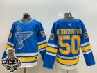 Adidas St. Louis Blues #50 Jordan Binnington Blue with 2019 Stanley Cup Patch Winter Classic Jersey