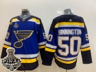 Adidas St. Louis Blues #50 Jordan Binnington Blue with 2019 Stanley Cup Hockey Jersey