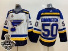 Adidas St. Louis Blues #50 Jordan Binnington White with 2019 Stanley Cup Hockey Jersey