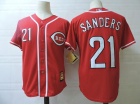 Cincinnati Reds #21 Deion Sanders Red Throwack Baseball Jersey