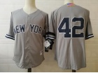 New York Yankees #42 Mariano Rivera Gray with USA Flag 2001 Baseball Jersey