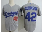 Los Angeles Dodgers #42 Jackie Robinson Gray with Number on Front Cool Base Jersey