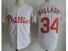 Philadelphia Phillies #34 Roy Halladay White Pinstripes Throwback Baseball Jersey