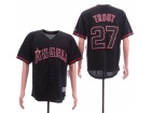 Los Angeles Angels #27 Mike Trout Black Lights Out Jersey