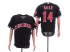 Cincinnati Reds #14 Pete Rose Black Cool Base Jersey