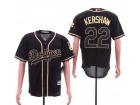 Los Angeles Dodgers #22 Clayton Kershaw Black Gold Cool Base Jersey