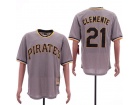 Pittsburgh Pirates #21 Robert Clemente Grey Throwback Jersey