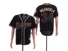 Los Angeles Dodgers #34 Fernando Valenzuela Black Gold Cool Base Jersey