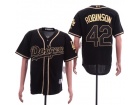 Los Angeles Dodgers #42 Jackie Robinson Black Gold Cool Base Jersey