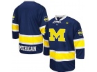 Custom Michigan Wolverines Face Off Blue Hockey Jersey