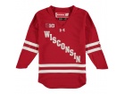 Custom Under Armour Red Wisconsin Badgers Team Replica Hockey Jersey