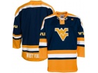 Custom West Virginia Mountaineers Navy Blue Hockey Jersey