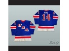 Custom 1980 Ralph Cox 14 USA Blue Hockey Jersey