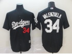 Los Angeles Dodgers #34 Fernando Valenzuela Black/White Cool Base Jersey