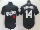 Los Angeles Dodgers #14 Enrique Hernandez Black/White Cool Base Jersey