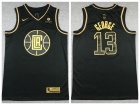 Nike Los Angeles Clippers #13 Paul George Black Golden Basketball Jersey