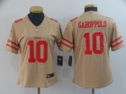 Women San Francisco 49ers #10 Jimmy Garoppolo Gold Inverted Legend Limited Jersey