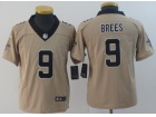 Youth New Orleans Saints #9 Drew Brees Gold Inverted Legend Limited Jersey