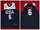 Team USA #6 Lebron James Blue 2019 World Cup Basketball Jerseys