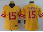 Woman Kansas City Chiefs #15 Patrick Mahomes Yellow Inverted Legend Limited Jersey