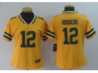 Woman Green Bay Packers #12 Aaron Rodgers Yellow Inverted Legende Limited Jersey