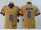 Youth Baltimore Ravens #8 Lamar Jackson Gold Inverted Legend Limited Jersey