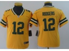 Youth Green Bay Packers #12 Aaron Rodgers Yellow Inverted Legende Limited Jersey