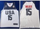 Team USA #15 Kemba Walker White 2019 World Cup Basketball Jerseys