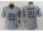 Woman Dallas Cowboys #21 Ezekiel Elliott Gray Inverted Legende Limited Jersey