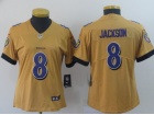 Woman Baltimore Ravens #8 Lamar Jackson Gold Inverted Legend Limited Jersey