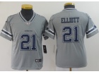 Youth Dallas Cowboys #21 Ezekiel Elliott Gray Inverted Legende Limited Jersey