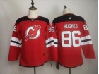 Women Adidas New Jersey Devils 86 Jack Hughes Red Hockey Jersey