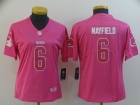 Woman Cleveland Browns #6 Baker Mayfield Gridiron Pink Limited Jersey