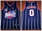 Nike Houston Rockets #0 Russell Westbrook Blue Pinstripes Throwback Jersey