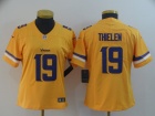 Woman Minnesota Vikings #19 Adam Thielen Yellow Inverted Legend Limited Jersey