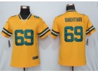 Woman Green Bay Packers #69 David Bakhtiari Yellow Inverted Legend Limited Jersey