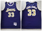 Los Angeles Lakers #33 Kareem Abdul Checkerboard Purple Mitchell & Ness Jersey