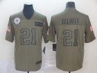 Dallas Cowboys #21 Ezekiel Elliott 2019 Olive Salute to Service Limited Jersey