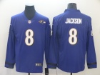 Baltimore Ravens #8 Lamar Jackson  Purple Long Sleeves Vapor Limited Jersey