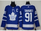 Adidas Toronto Maple #91 John Tavares Blue with C Patch Jersey