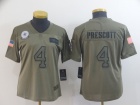 Woman Dallas Cowboys #4 Dak Prescott  2019 Olive Salute to Service Limited Jersey