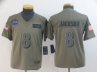 Youth Baltimore Ravens #8 Lamar Jackson 2019 Olive Salute to Service Limited Jersey