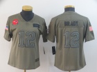 Woman New England Patriots #12 Tom Brady 2019 Olive Salute to Service Limited Jersey