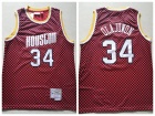 Houston Rockets #34 Hakeem Olajuwon Red Checkerboard Mitchell & Ness Jersey