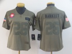 Woman New York Giants #26 Saquon Barkley 2019 Olive Salute to Service Limited Jersey