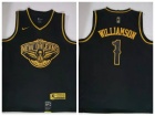 Nike New Orleans Pelicans #1 Zion Williamson Black Golden Jersey