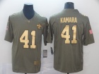 New Orleans Saints #41 Alvin Kamara Olive Golden Number Salute to Service Limited Jersey