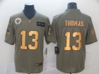 New Orleans Saints #13 Michael Thomas Olive Golden Number Salute to Service Limited Jersey