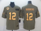 Green Bay Packers #12 Aaron Rodgers 2019 Olive Golden Number Salute to Service Limited Jersey